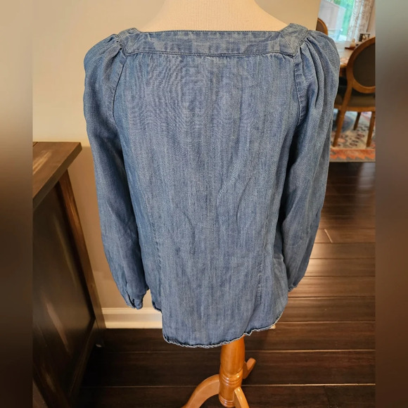 Talbots •Size Small• 100% Tencel Button Front Soft Blouse Square Neck Comfort - Picture 5 of 10